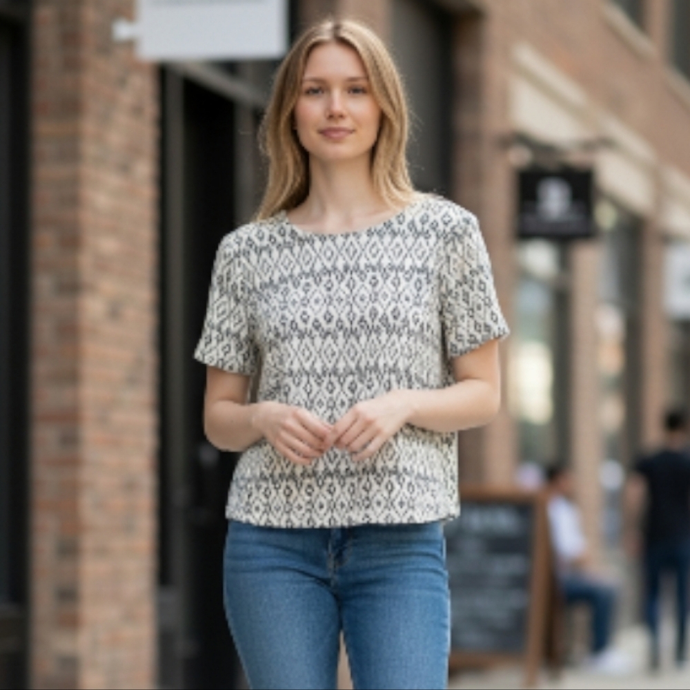 Philosophy Black and White Patterned Blouse
